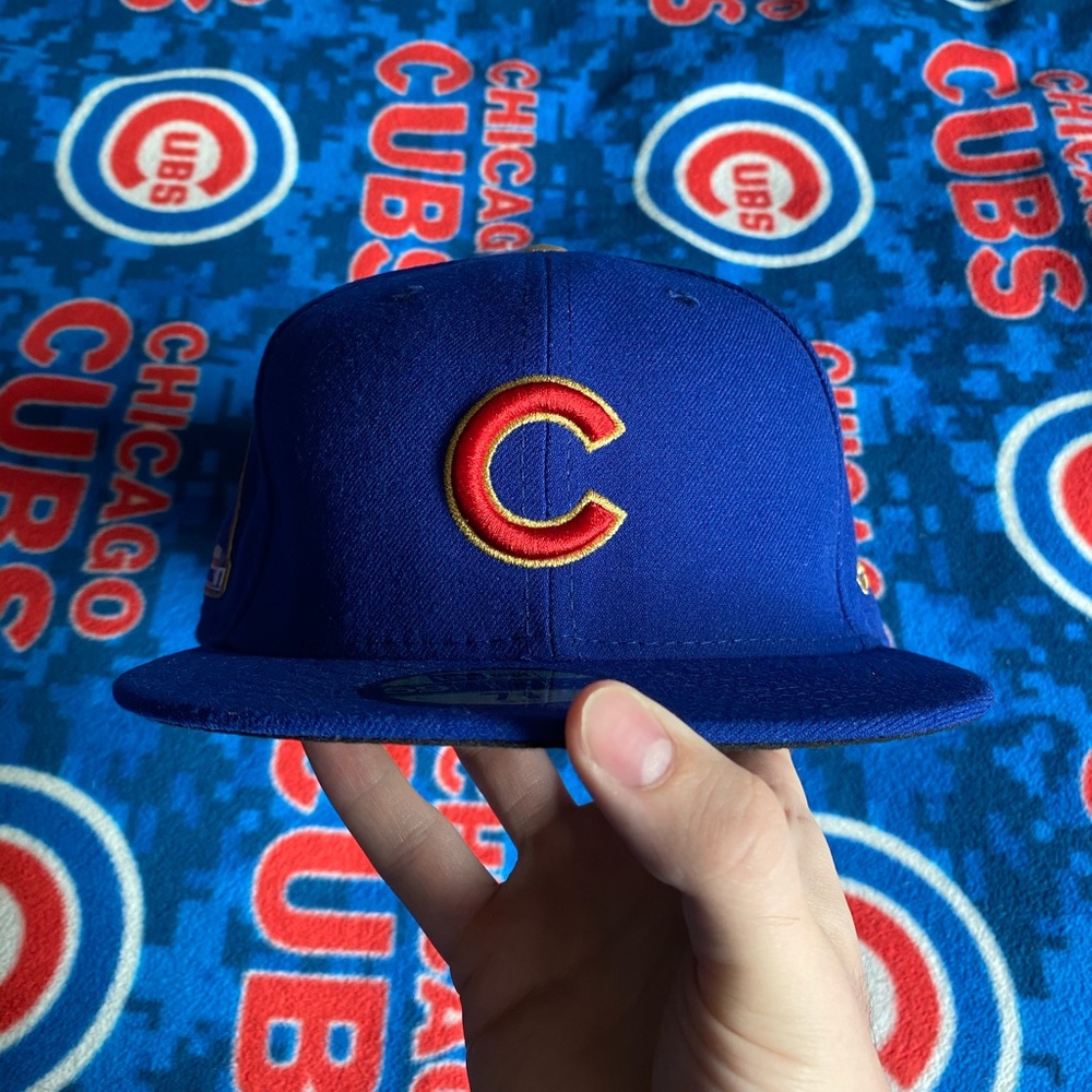 Chicago Cubs World Series trophy SnapBack hat